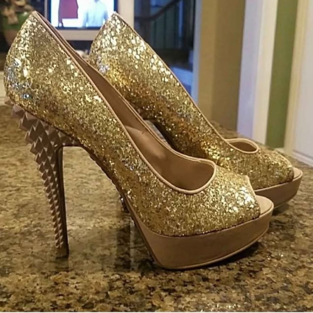Rachel Rachel ROY Gold SPIKE HEELS